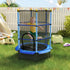 4.6FT/55" Kids Trampoline with Safety Enclosure, Outdoor Indoor Use, for Ages 3-10 Years, Blue