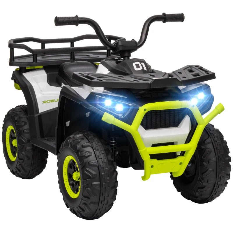 12V Kids Electric Ride on ATV, Battery-Powered Quad Bike w/ Spring Suspension, Forward Backward, Storage Basket, Green