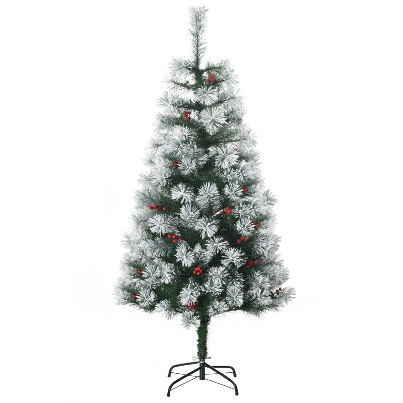 Indoor Christmas Tree Artificial Berry Xmas Decoration with Metal Stand and 184 Tips (5FT(150CM))