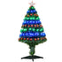 3 Feet Prelit Artificial Christmas Tree with Multi-Coloured Fiber Optic LED Light, Holiday Home Xmas Decoration, Green