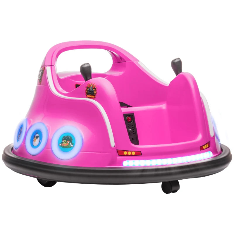 Angry Bird Licensed Waltzer Car, 12V Kids Bumper Car w/ Joysticks, Remote, Music LED Lights, Pink