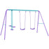 Metal Swing Set, with Seesaw, Adjustable Height, for Ages 3+ Years, Purple