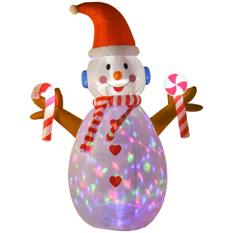 8ft Christmas Inflatable Snowman with Candy, Rotating Lighted for Home Indoor Outdoor Garden Lawn Decoration Party Prop