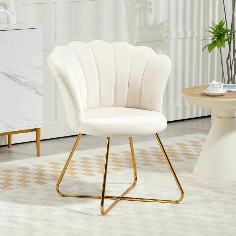 Velvet-Feel Lotus Petal Accent Chair - Cream