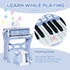 37 Keys Kids Piano Mini Electronic Keyboard Light Kids Musical Instrument Educational Game Children Grand Piano Toy Set w/Stool & Microphone & Music Stand (Blue)