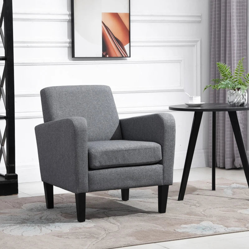 Modern Accent Chair, Occasional Chair with Rubber Wood Legs for Living Room, Bedroom, Grey