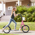 Kids Scooter, Kick Stunt Scooter with Adjustable Handlebar, Dual Brakes, Basket, Cupholder, Mudguard, 16" Inflatable Rubber Wheels, for 5-12 years, Pink