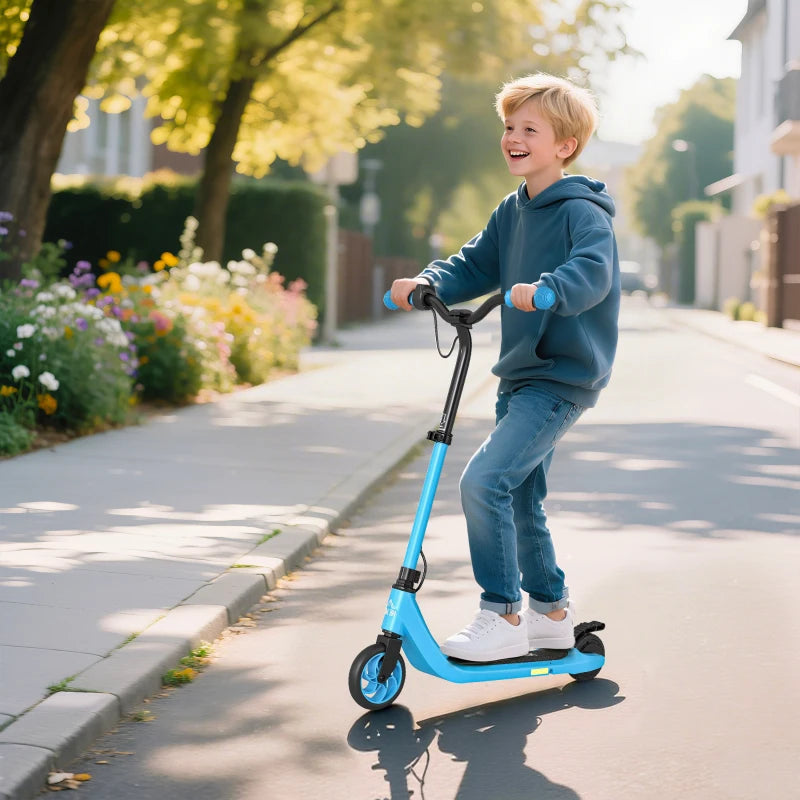 Electric Scooter, 120W Motor E-Scooter, Adjustable Height, Rear Brake for Ages 6+ Years - Blue