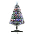 3ft Artificial Prelit Christmas Tree, Snow Xmas Tree with Colourful LED Lighting Fiber Optics, Green White