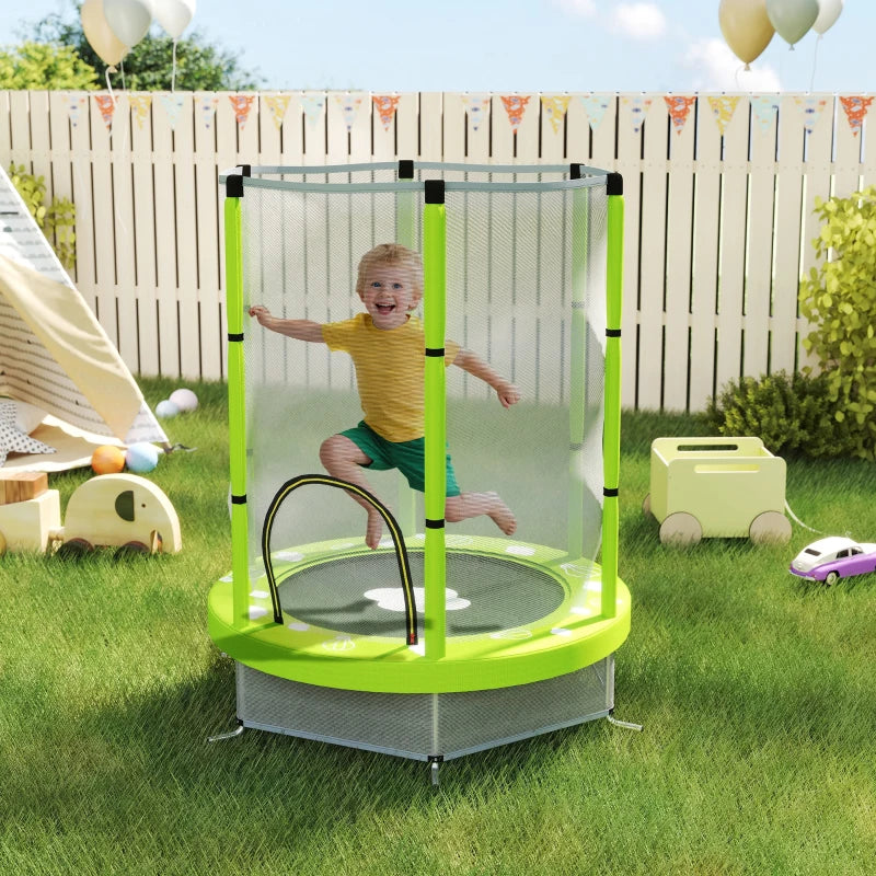 4.6ft Toddler Trampoline w/ Safety Enclosure Net, for Indoor Outdoor Use, Ages 3-6 Years, Green