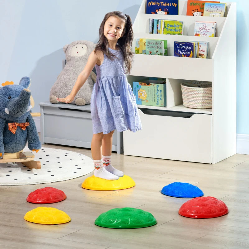 Six-Piece Kids Stepping Stones, with Non-Slip Mats, Balance River Stones