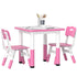 Height Adjustable Toddler Table and Chair Set, 3-Piece Children Activity Table w/ 2 Chairs for Playroom, Bedroom - Pink