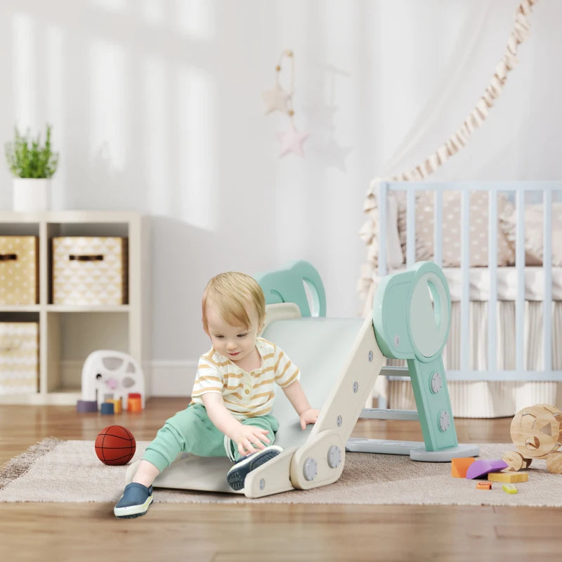 Foldable Kids Slide, Freestanding Baby Slide, for Ages 1.5-3 Years, Grey & Green