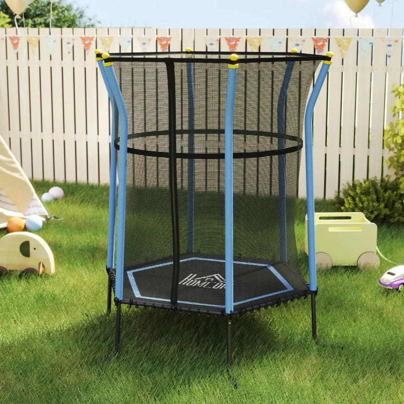 Kids Trampoline Mini Bouncer with Enclosure Safety Net For Ages 3-10 Years - Blue