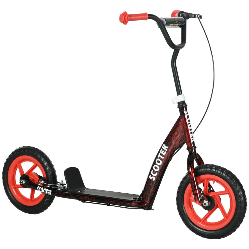 Kids Scooter with Adjustable Handlebar, Children's Kick Scooter with Non-slip Footplate, Rear Brake, Kickstand, Red
