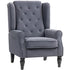 Wingback Accent Chair, Retro Upholstered Button Tufted Occasional Chair for Living Room and Bedroom, Charcoal Grey