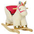 Kids Rocking Horse with Realistic Sounds, Safety Belt, Wooden Base, for Ages 18-36 Months, Cream White