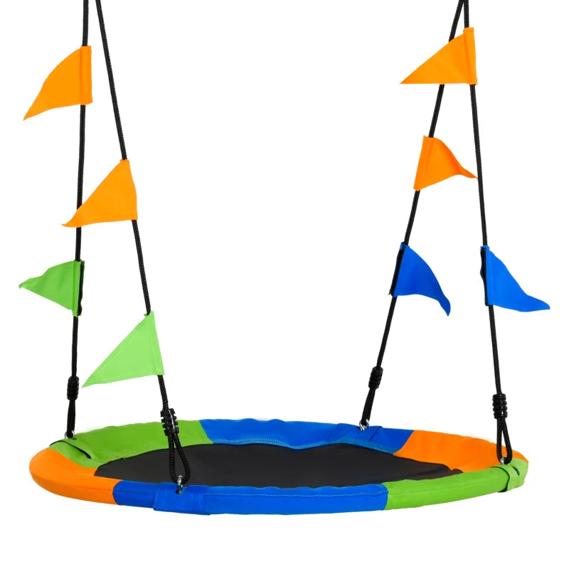 Kid Nest Swing Seat Saucer Tree Swing 40 Inch/100cm Adjustable Rope Outdoor Indoor for Kids Over 3 Years Old Multi-Colour