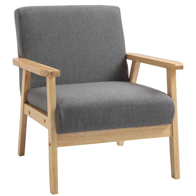 Minimalistic Wooden Frame Accent Chair, with Padded Seat