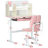 Kids Desk and Chair Set, with Storage Shelves, Washable Cover, for Ages 3-12 Years - Pink