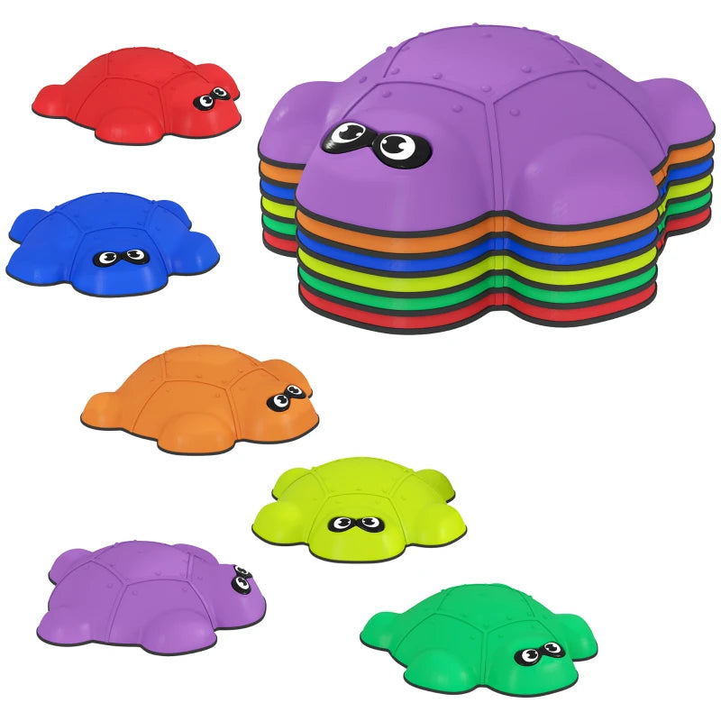 6-Piece Balance Stepping Stones with Non-Slip Edge, Indoor Outdoor Obstacle Courses for Ages 3-8 Years, Multicoloured