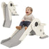 3-in-1 Kids Slide with Basketball Hoop, Climber, Anti-Slip Steps for Toddlers, Ages 2-5 Years, Cream White