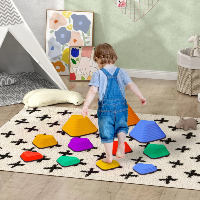 11-Piece Heart-Shaped Kids Balance Stepping Stones and Motor Skills, Multicoloured