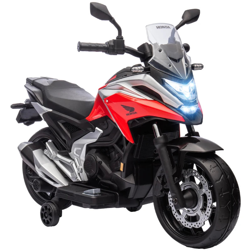 12V Honda Licensed Kids Electric Motorbike w/ Music, Safety lights, Early Education Function, for Ages 3-6 Years, Red