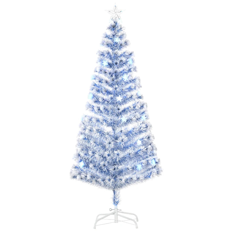 6FT Artificial Fibre Optic Christmas Tree Seasonal Decoration w/ LED Lights Pre-Lit Easy Store White Blue