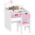 Children Study Table and Chair, Kids Desk and Chair Set with Storage, Pull-Out Drawer, for Ages 3-6 Years, Pink