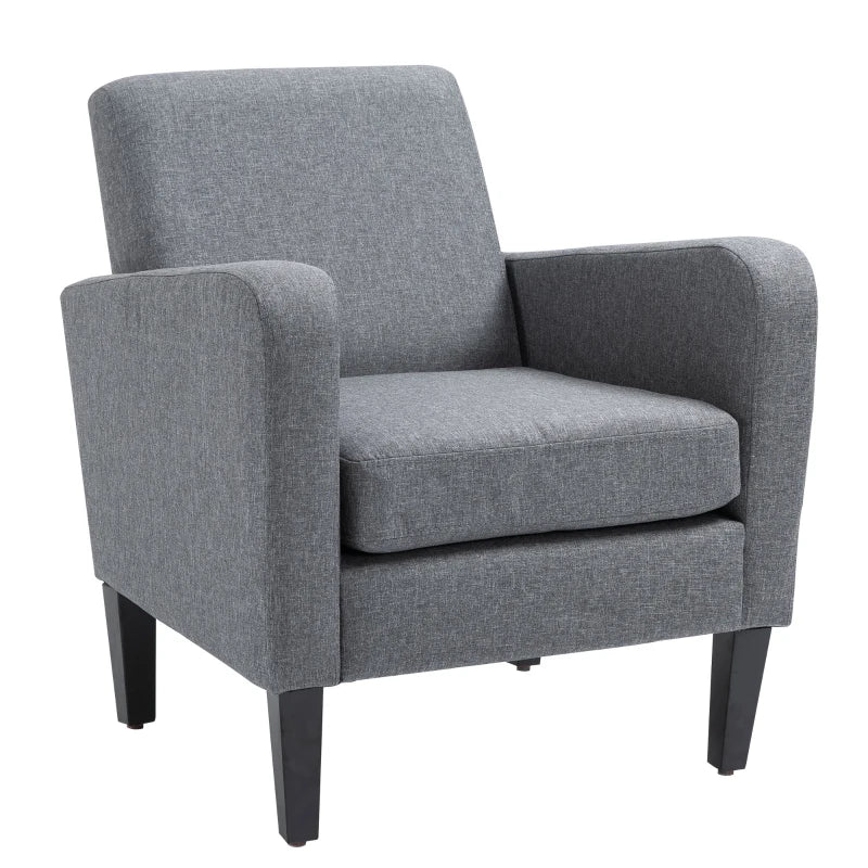 Modern Accent Chair, Occasional Chair with Rubber Wood Legs for Living Room, Bedroom, Grey