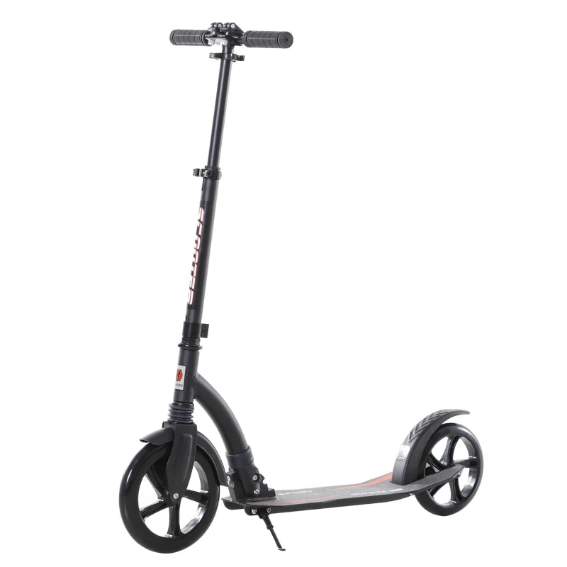 Foldable Kick Scooter with Double Shock Absorption and Big Wheels, Height Adjustable Aluminium Frame Big Wheel Scooter for 14+ Teens Adult - Black