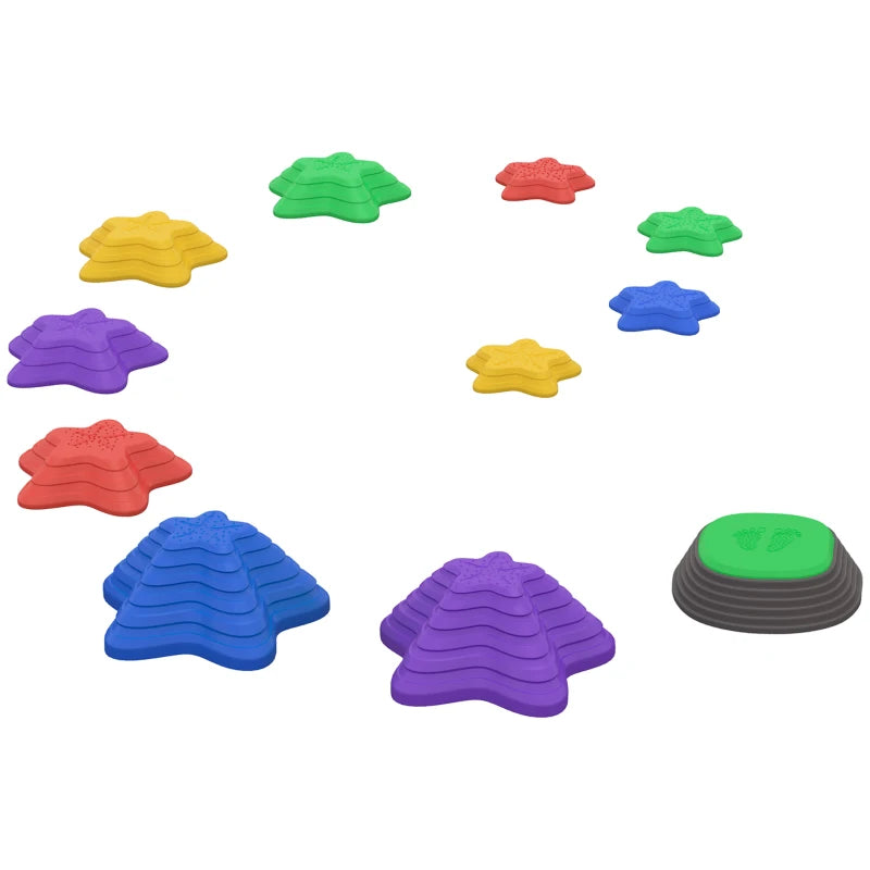 Kids Stepping Stones, 11 Pieces Balance River Stones for Obstacle Course, Stackable Non-Slip Starfish Shape, Sensory Play for Indoors, Outdoors