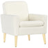Armchair, Upholstered Accent Chair with Wood Legs and Wide Padded Seat, Teddy Occasional Chair, Cream White