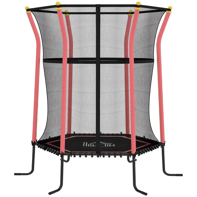 Kids Trampoline Mini Bouncer with Enclosure Safety Net For Ages 3-10 Years - Red