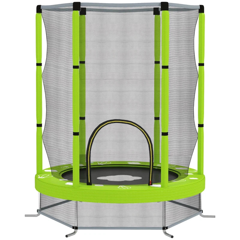 4.6ft Toddler Trampoline w/ Safety Enclosure Net, for Indoor Outdoor Use, Ages 3-6 Years, Green