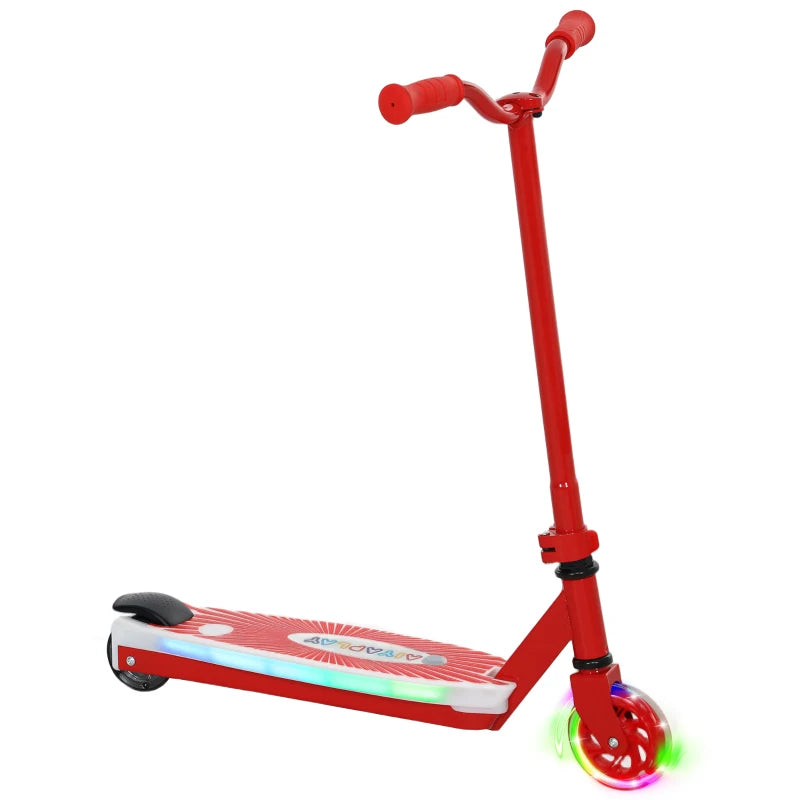 Electric Scooter for Kids Aged 4-7 Years, with Flashing LED Lights, Rear Auxiliary Wheels, Red