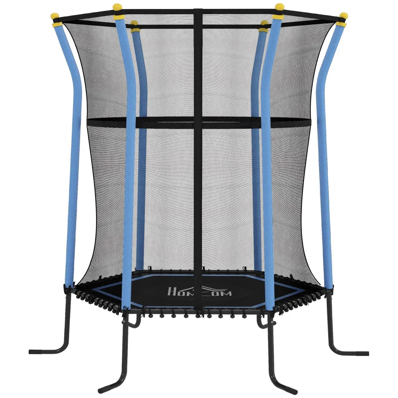 Kids Trampoline Mini Bouncer with Enclosure Safety Net For Ages 3-10 Years - Blue