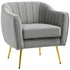Velvet-Feel Shell Back Accent Chair - Grey