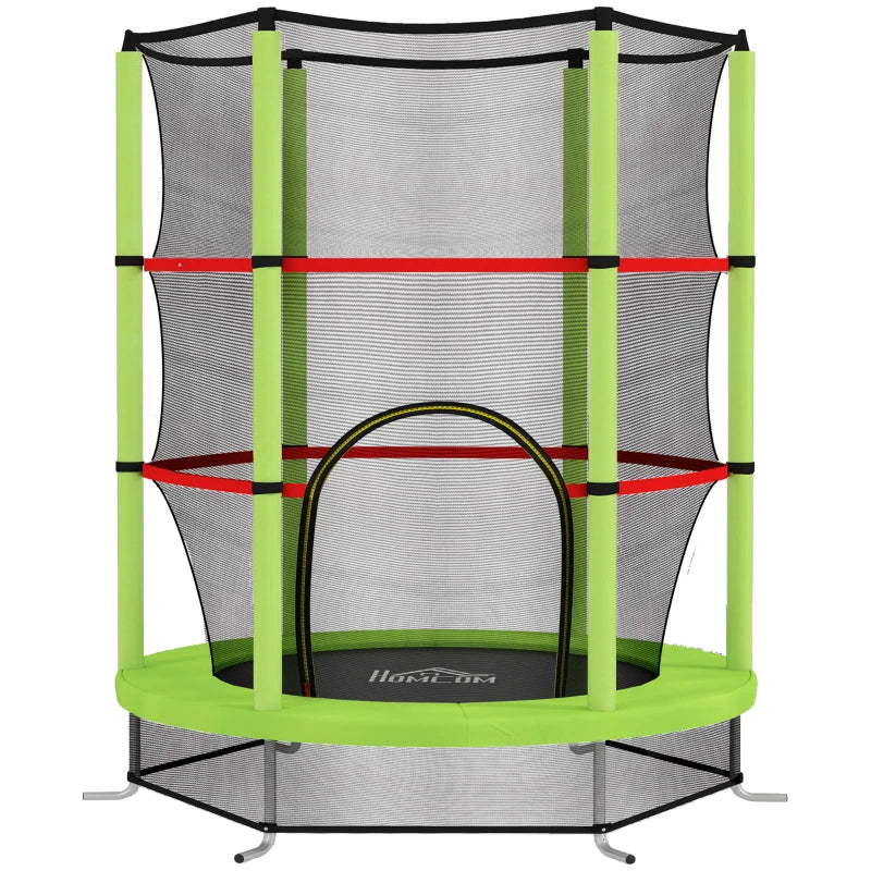 Kids Trampoline, with Enclosure Net, Steel Frame, for Ages 3-6 Years - Green