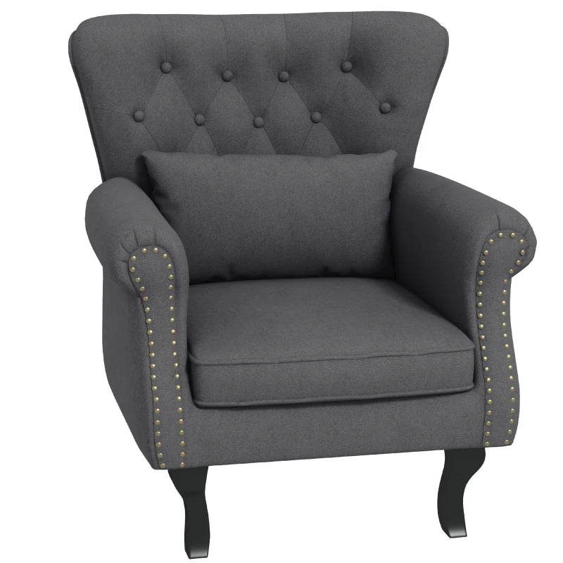 Chesterfield-Style Accent Chair - Grey