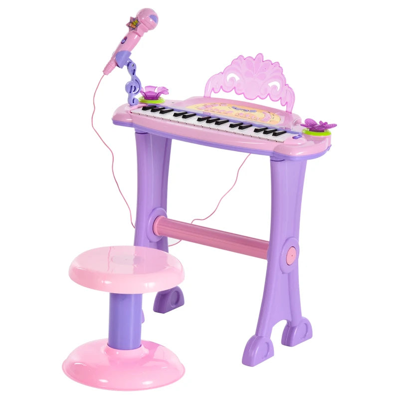 32 Keys Kids Mini Electronic Keyboard Musical Instrument Educational Game Toy Children Grand Piano Stool Microphone
