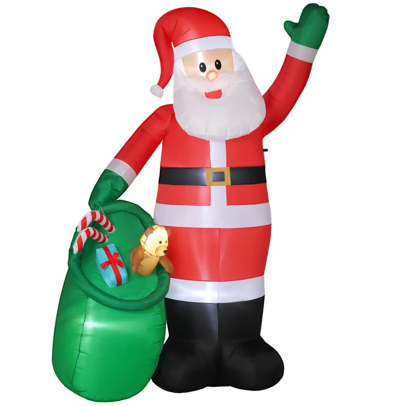 9ft/275 cm Christmas Inflatable Santa with Bear Sack, Giant Christmas Blow Up Decoration with Built-in LED Lights for Garden, Indoor Outdoor Home Decor