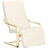Wooden Armchair, Upholstered Linen Lounge Chair with Adjustable Footrest & Removable Cushion, Poang Chair for Living Room, Cream White