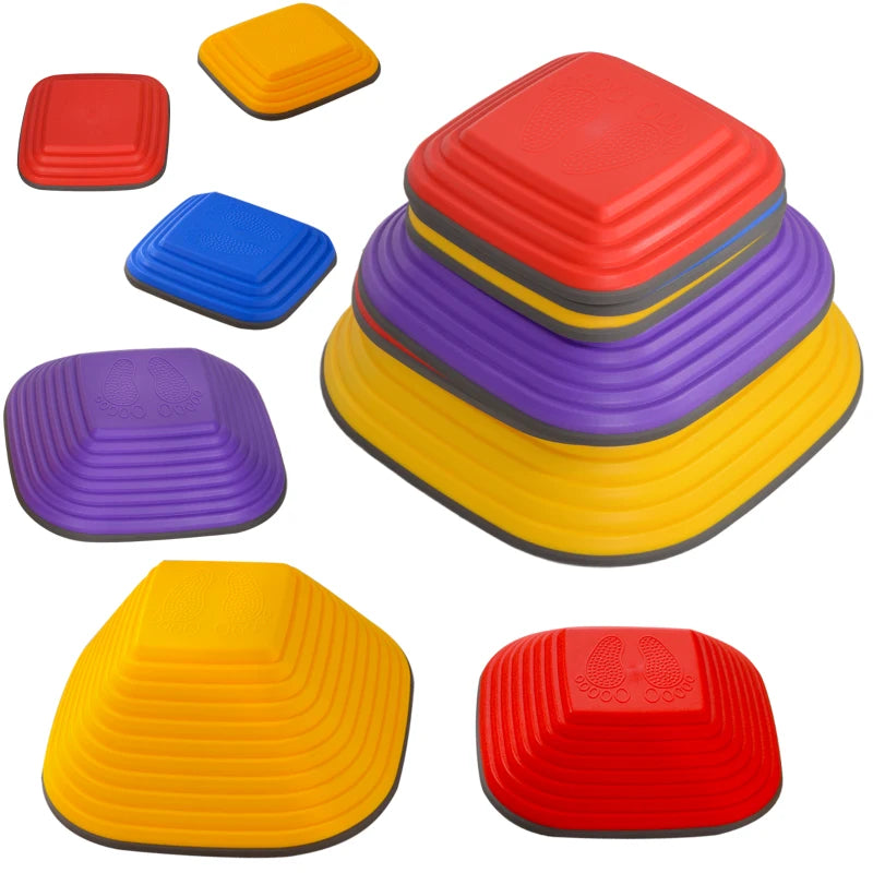 Balance Stepping Stones for Kids, 6-Piece Non-Slip Stackable River Stones, Obstacle Courses for Balance and Motor Skill