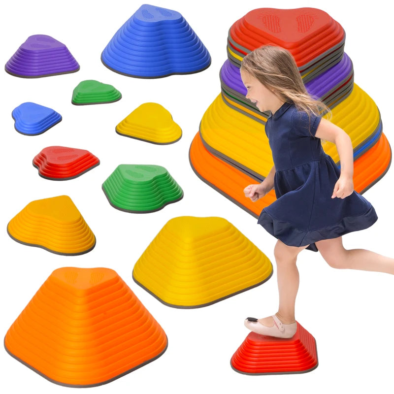 11-Piece Heart-Shaped Kids Balance Stepping Stones and Motor Skills, Multicoloured