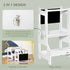 2 in 1 Kids Kitchen Step Stool with Safety Rail Toddler Steps with Chalkboard for Kitchen Bathroom, White