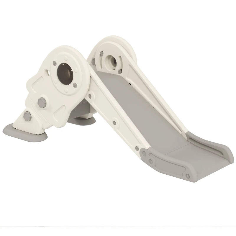 3-in-1 Kids Slide with Basketball Hoop, Climber, Anti-Slip Steps for Toddlers, Ages 2-5 Years, Cream White