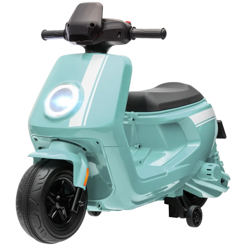 6V Ride on Motorbike, Kids Electric Motorbike w/ Headlights, Music, Training Wheels, for Ages 18-36 Months, Green