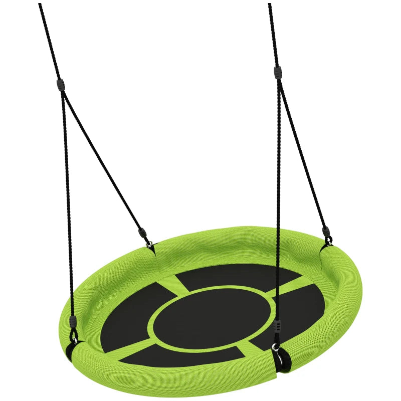 100cm Diameter Nest Seat for Kids with Height Adjustable Hanging Ropes for Outdoor, Playground, Garden, Green